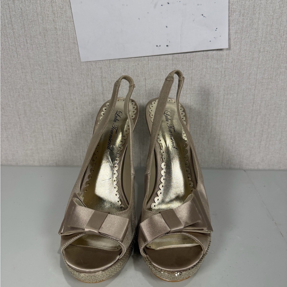 Lulu Townsend Ballari Champagne 5"Heels with 3/4 Platform Size 8.5